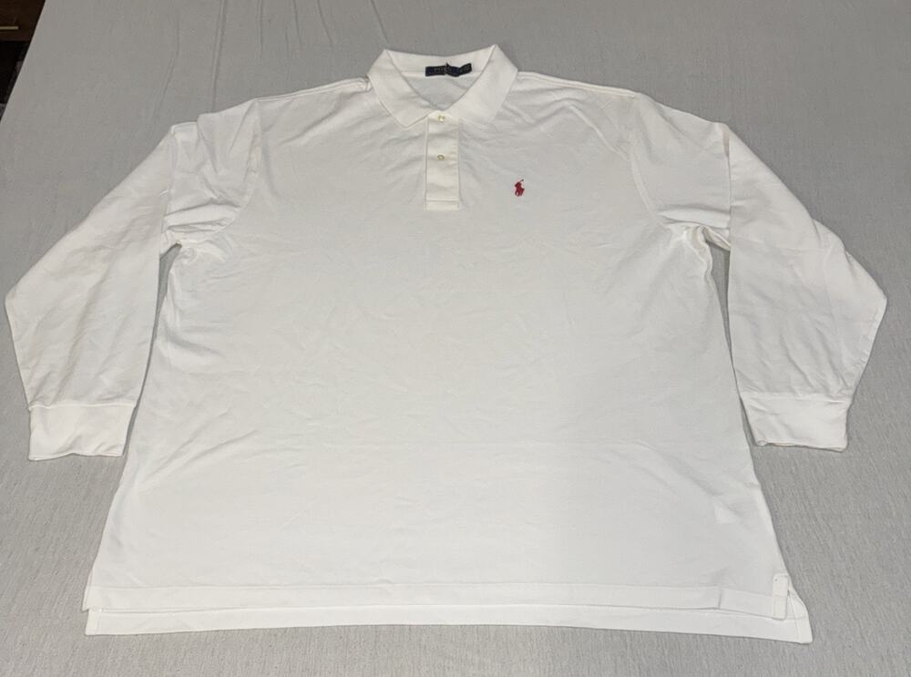 Polo Ralph Lauren Mens Sz 3XB White Long Sleeve Golf Polo Red Pony NWOT